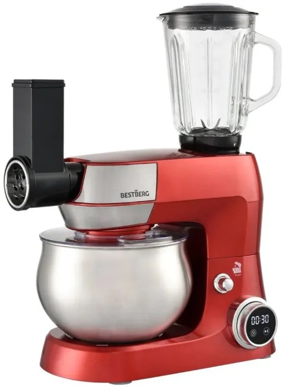 Multifunkčný kuchynský robot BestBerg BBR-1900R / 1900 W / 5 l / 12 rýchlostí / červená
