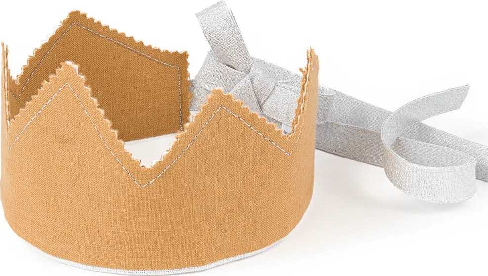 Ľanová korunka karamelová so striebrom