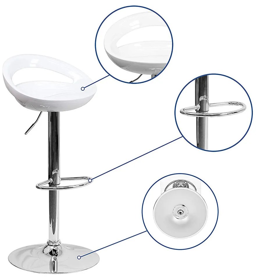 Barové stoličky Kitti, 2 ks, biele