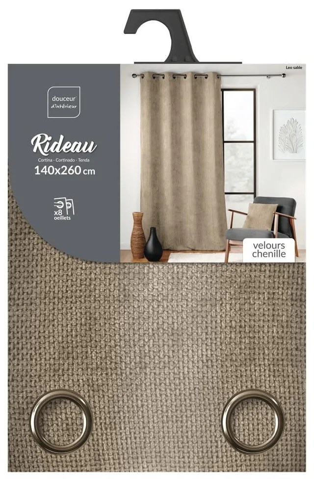 Svetlohnedý záves zo ženilky 140x260 cm Leo – douceur d'intérieur