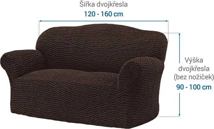 Bielastické poťahy CRISTINA tabaková dvojkreslo (š. 120 - 160 cm)