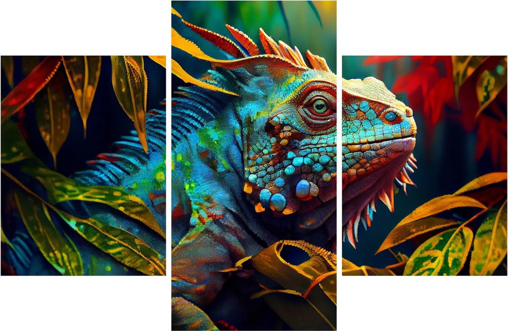 Obraz - Farebný leguán (90x60 cm)