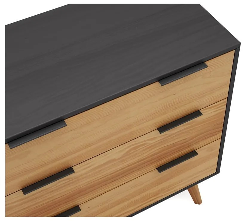 Čierna/prírodná vysoká komoda z borovicového dreva 80x83 cm Lavis – Marckeric