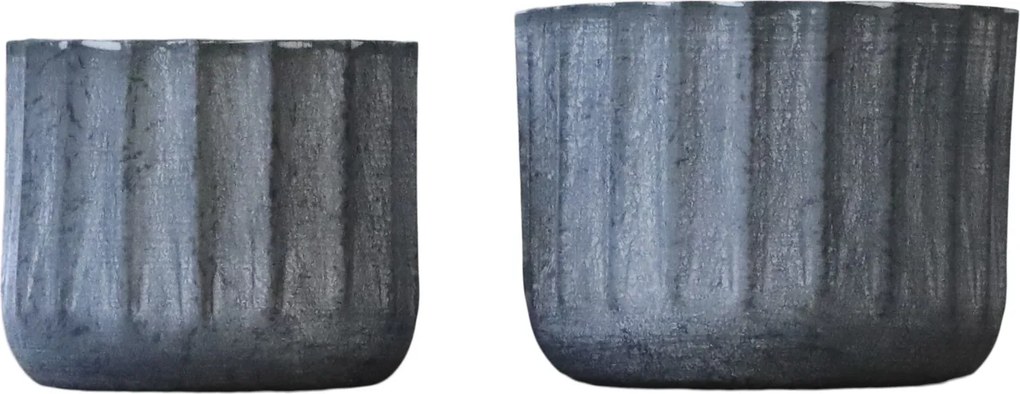 2ks dekoračný plechový zinkový antik obal na kvetináč - Ø 10*8 cm