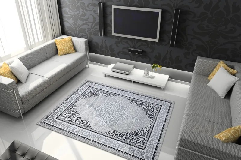 Dywany Łuszczów, AKCIA: 80x150 cm Kusový koberec Gloss 8490 52 Ornament ivory/grey, šedá, chodba / predsieň