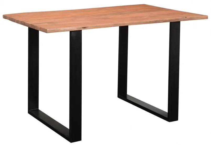 furniture-nabytek.cz - Jídelní stůl Willy z masivní akácie s černými kovovými nohami, lakovaný, přírodní – 120×80 cm