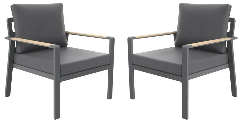 Tmavosivé kovové záhradné kreslo Sibiu Duo – Rojaplast