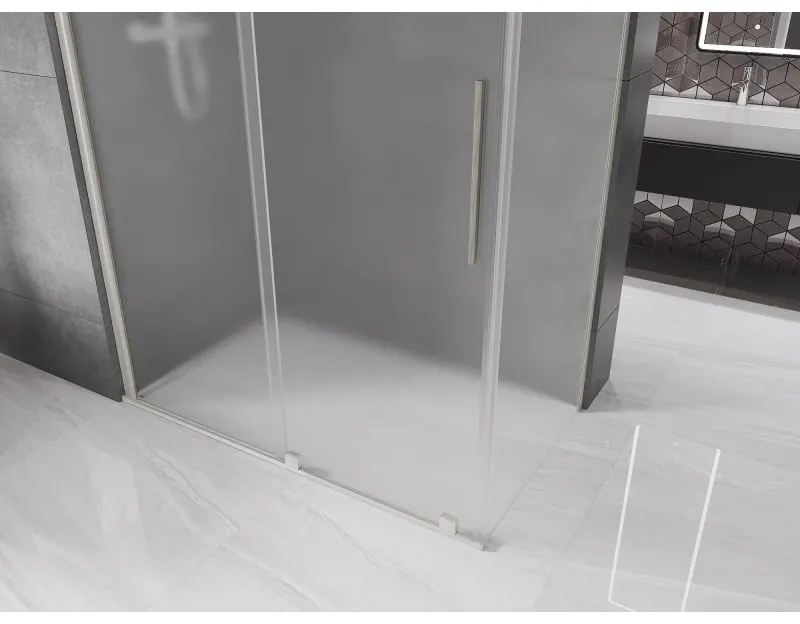 Mexen Velar, sprchový kút s posuvnými dverami 150 x 70 cm, 8mm sklo námraza, brúsená oceľ, 871-150-070-31-97