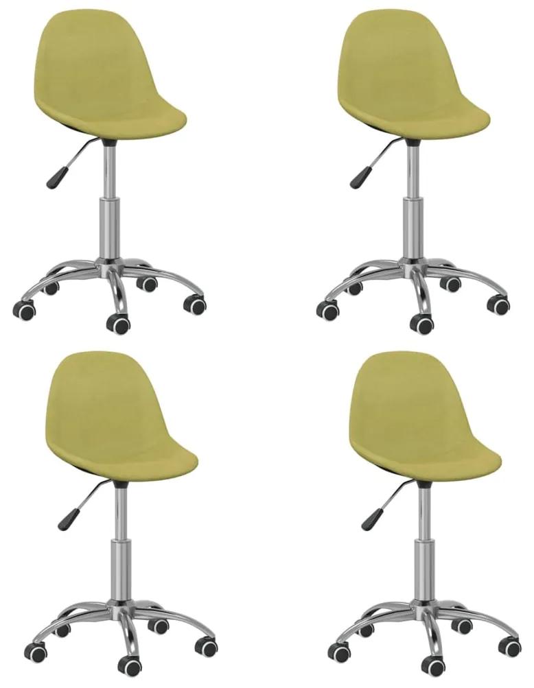 Otočné jedálenské stoličky 4 ks zelené látkové 3085979