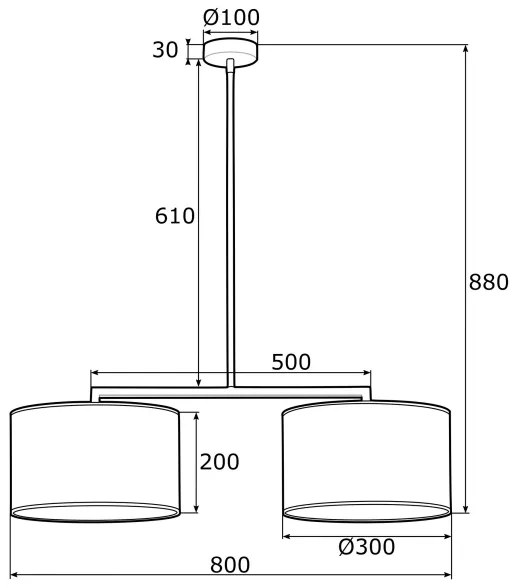 Argon 0899 - Luster na tyči KARIN 2xE27/15W/230V čierna