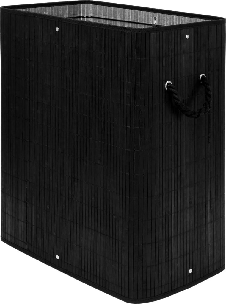 Dvojkomorový bambusový kôš na bielizeň Soren - čierny