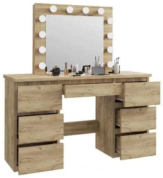 Bestent Toaletný stolík s LED zrkadlom Daniella Dub craft