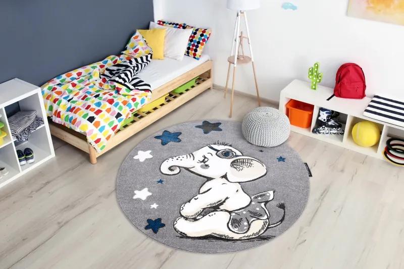 Okrúhly koberec PETIT SLONÍK, HVIEZDY , sivá Veľkosť: kruh 160 cm
