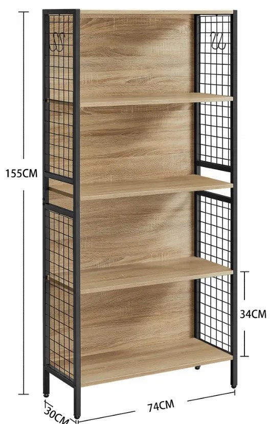 Knižnica TAYLOR SONOMA s 5 policami, 155x74cm