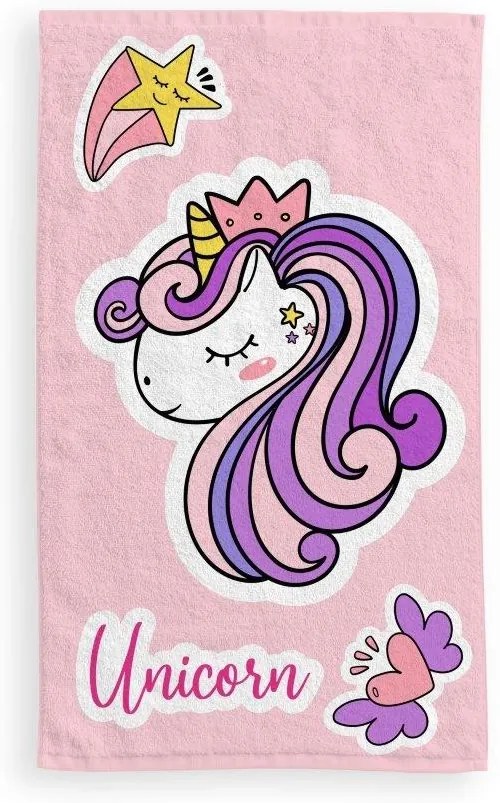 Dětský bavlněný ručník KIDS Jednorožec 30x50 cm růžový