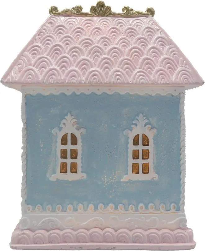 Modro-ružový svietiaci domček s ľad svetielkami - 12*9*15 cm