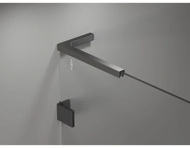 Mexen Lunar, L Duo sklápací sprchový kút 85 x 80 cm, 8mm číre sklo, profil grafit brúsený, 834L-085L-080P-66-00
