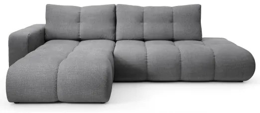 Rozkladacia rohová čalúnená sedacia súprava s úložným priestorom do tvaru L ALMADA ľavá sivá