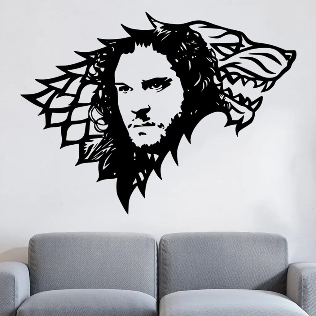Veselá Stena Samolepka Jon Snow Hra o tróny Farba: černá, Veľkosť: 80 x 58 cm