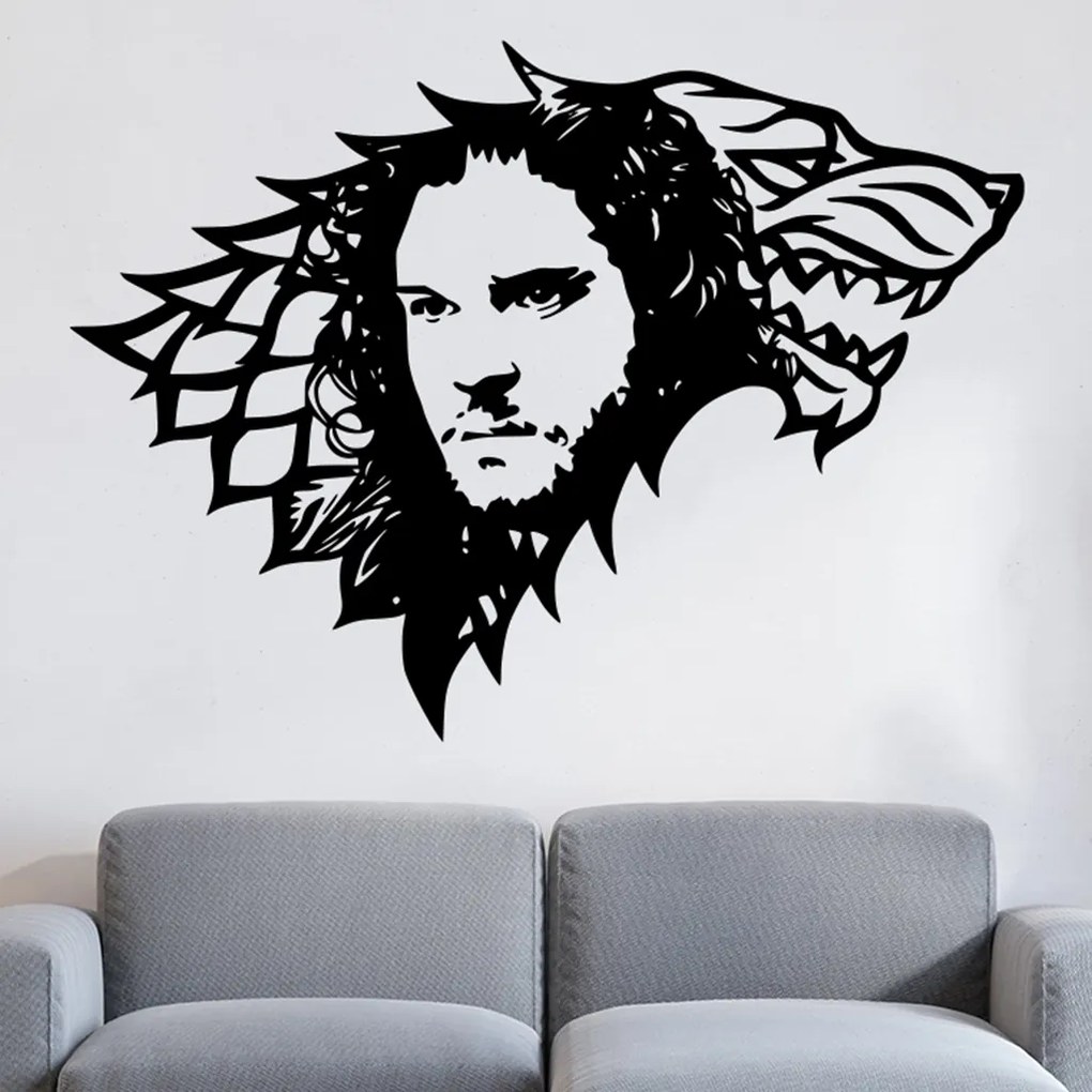 Veselá Stena Samolepka na stenu na stenu Jon Snow Hra o tróny Farba: černá