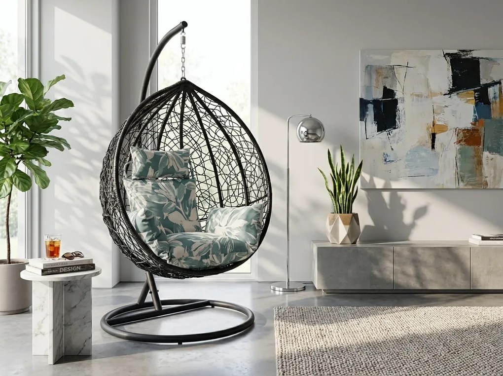 Vankúš do závesného kresla KOKON, zeleno-biely