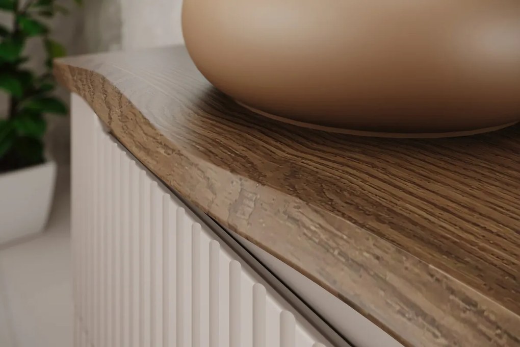 Závěsná skříňka pod umyvadlo Line Reed Green s deskou 80 cm zelená/dub casella