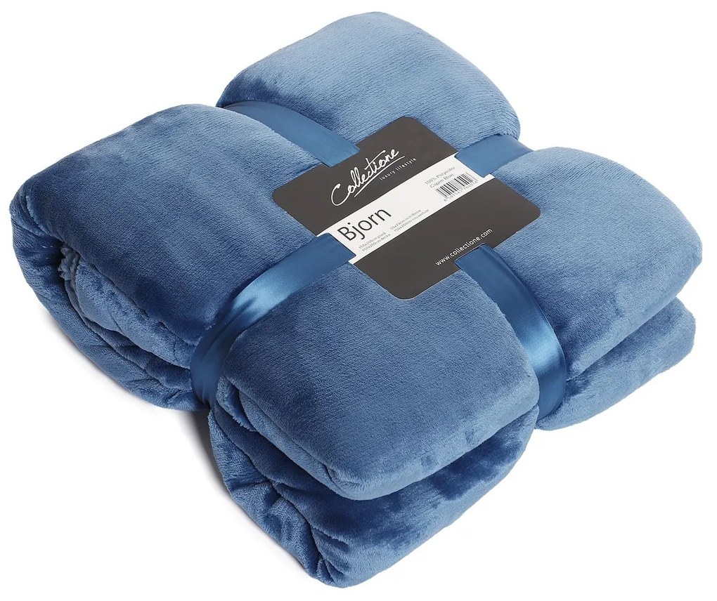 Modrý chlpatý pléd Bjorn blue - 150 * 200 cm