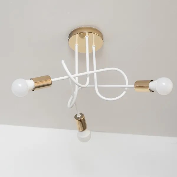 Prisadený luster OXFORD 3xE27/15W/230V zlatá/biela