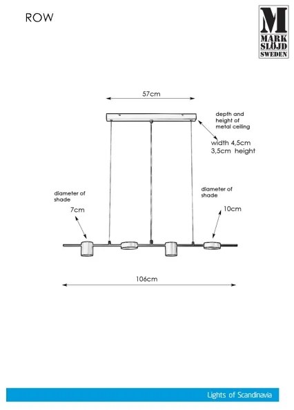 Markslöjd 107746 - Luster na lanku ROW 4xG9/7W/230V