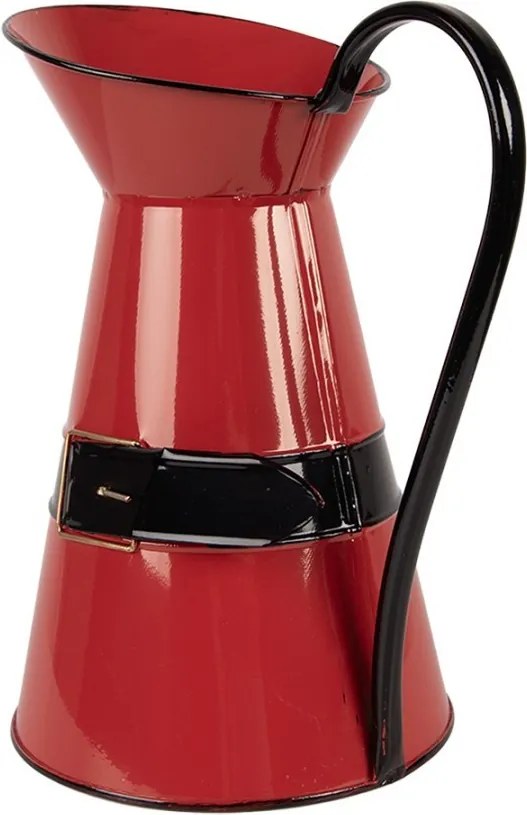 Červený kovový vianočný dekoračný džbánok Santov opasok L - 22*17*27 cm
