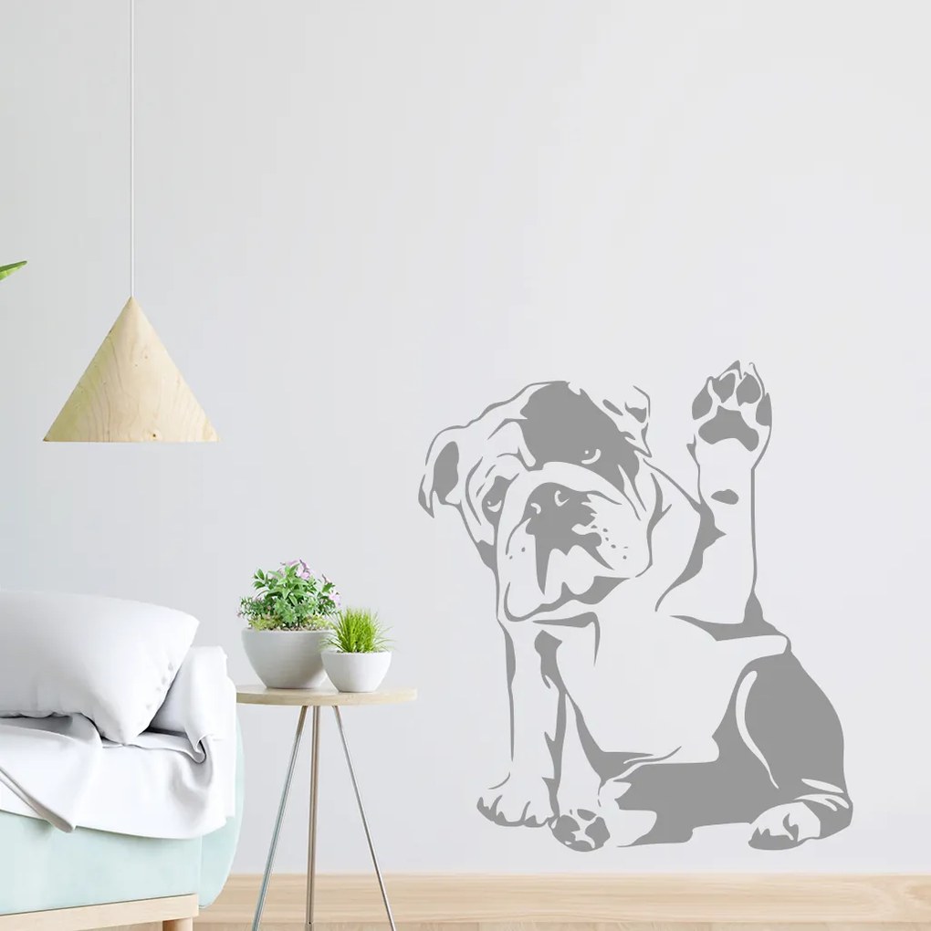 Veselá Stena Samolepka Buldog Farba: modrá, Veľkosť: 80 x 71 cm
