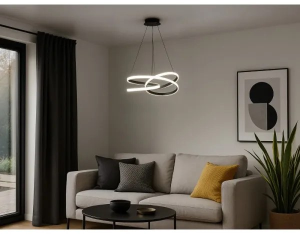 LED stmievateľný závesný luster na lanku LED/90W/230V 3000-6500K pr. 47 cm + diaľkové ovládanie