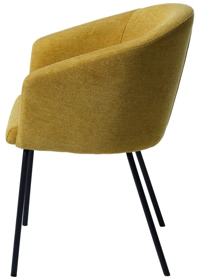 Čalúnené jedálenské kreslo s podrúčkami v horčicovej farbe Easton – Unique Furniture