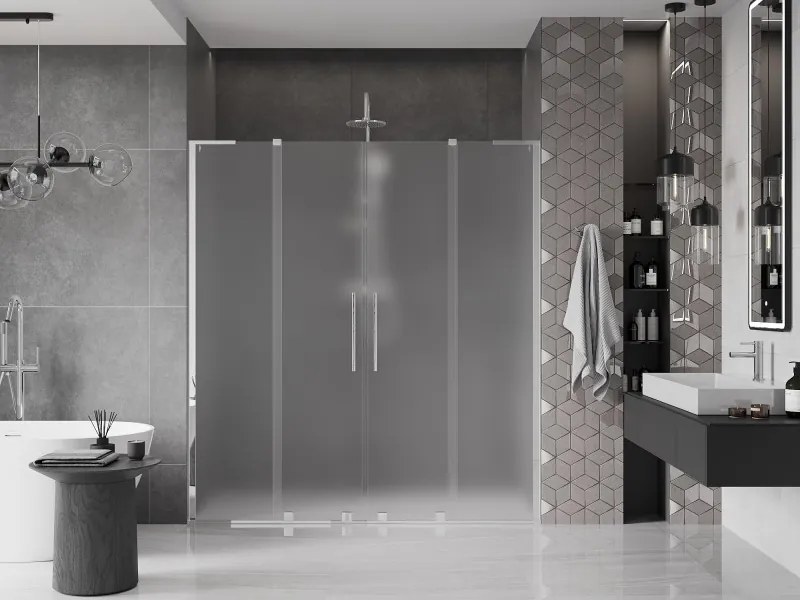 Mexen Velar L Duo, posuvné sprchové dvere do otvoru 180 cm, 8mm sklo námraza, chrómová, 871-180-003-32-01