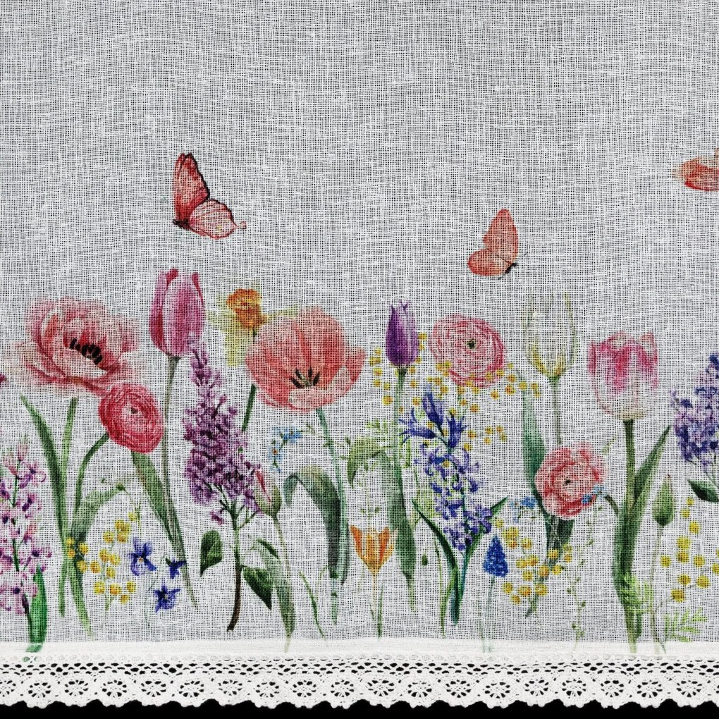 KRÁTKA ZÁCLONA NA PÁSKE BELLA 150X30 CM KVETY