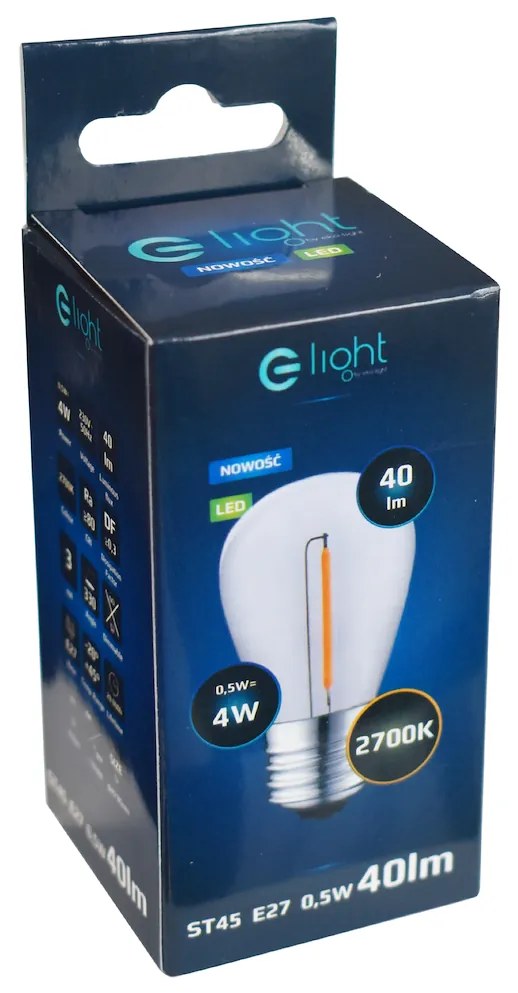 Dekoračná LED žiarovka E27 teplá 2700k 0,5w 40 lm