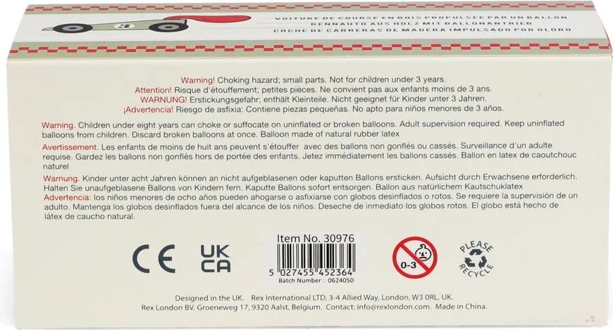 Interaktívna hračka Balloon-powered Racer – Rex London