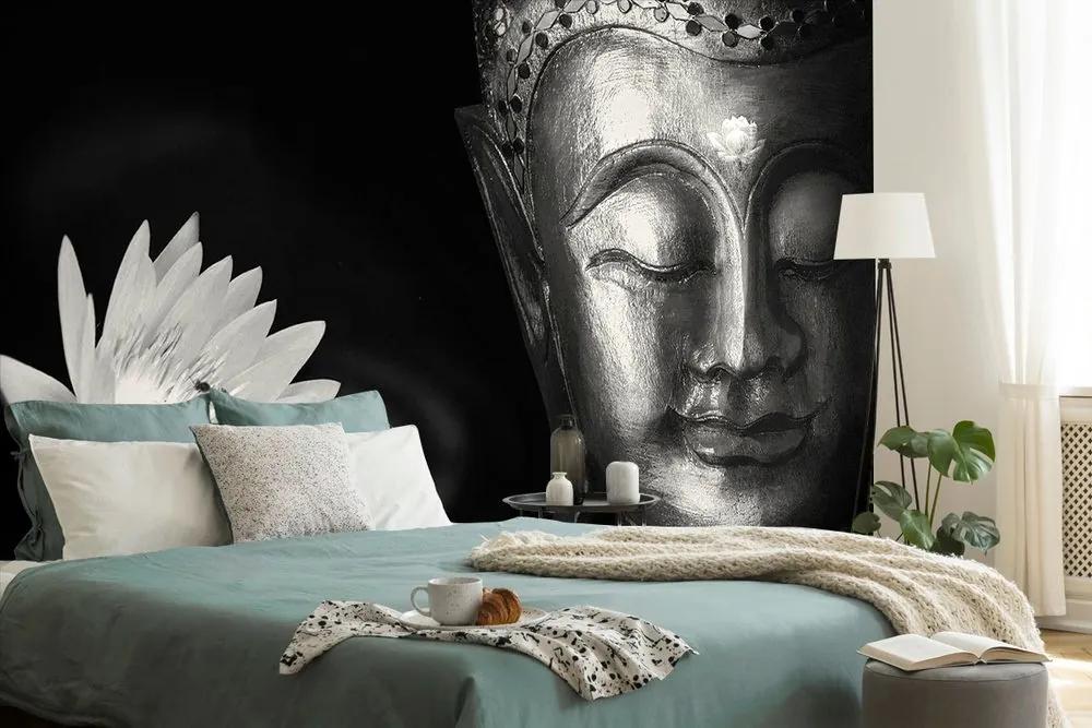 Samolepiaca tapeta božský čiernobiely Budha - 300x200