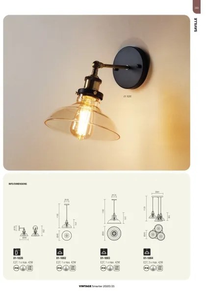 Redo 01-1002 - Luster na lanku SAVILLE 1xE27/42W/230V