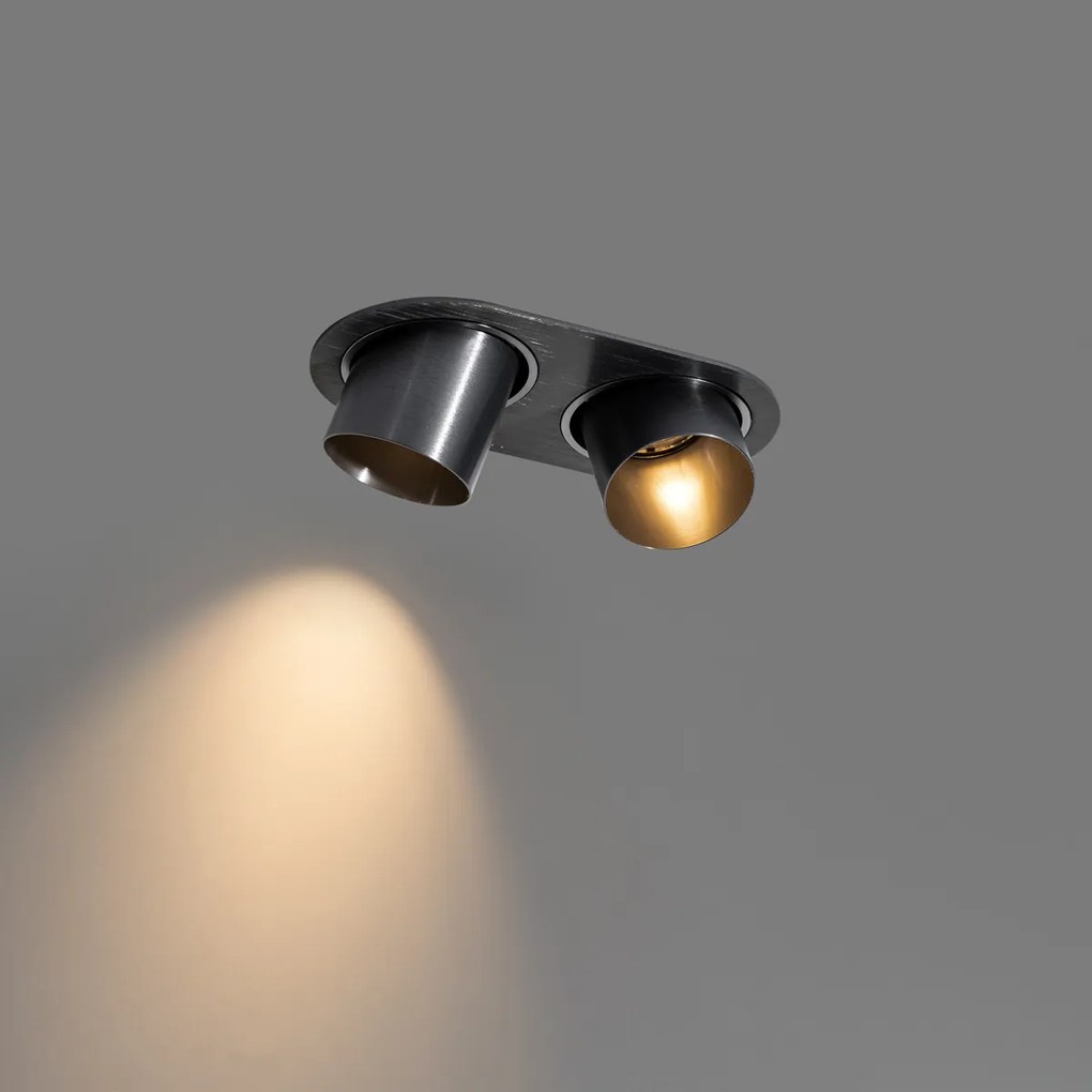 Zaoblené zapustené bodové svetlo tmavosivé GU10 50 mm 2-svetlo - Installa