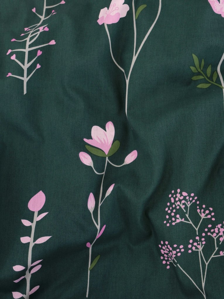 Bavlnené obliečky Renforcé - Vlčie maky tmavo zelené