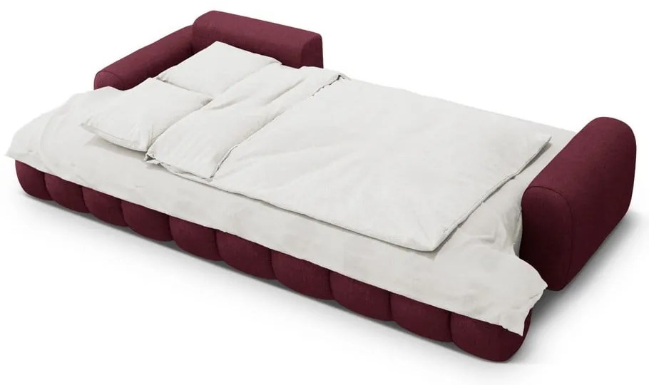 Vínovočervená rozkladacia/s úložným priestorom rohová pohovka (ľavý roh/s leňoškou) Linz – Cosmopolitan Design