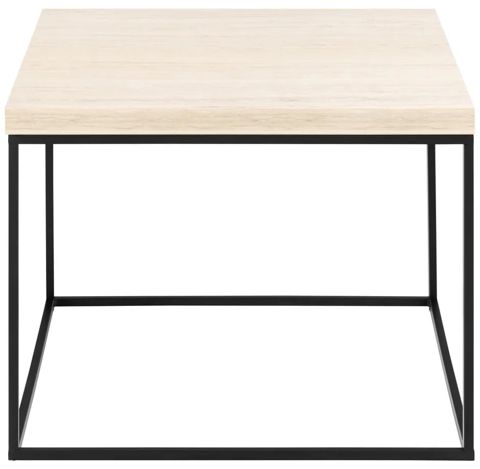 Béžový konferenčný stolík s doskou v dekore mramoru 60x60 cm Barossa – Actona