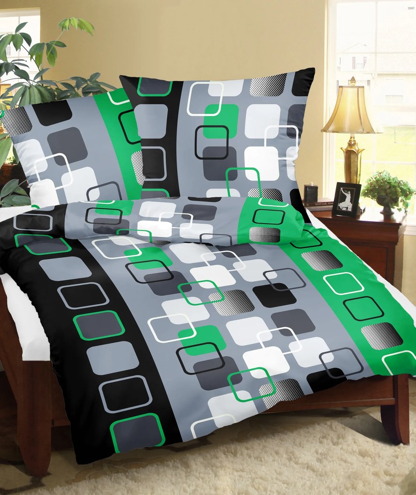 KOCKA ZELENÁ  bavlnené obliečky DeLuxe Rozmer obliečok: 140x200 cm, Obsah balenia: Set Balenie