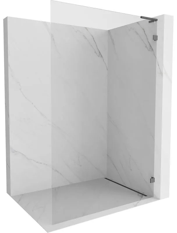 Mexen, Mexen Lunar L sprchová stena pravá 90 x 200 cm, priehľadná 8 mm, pištoľovo sivá kartáčovaná - 830L-090-000-66-00-P
