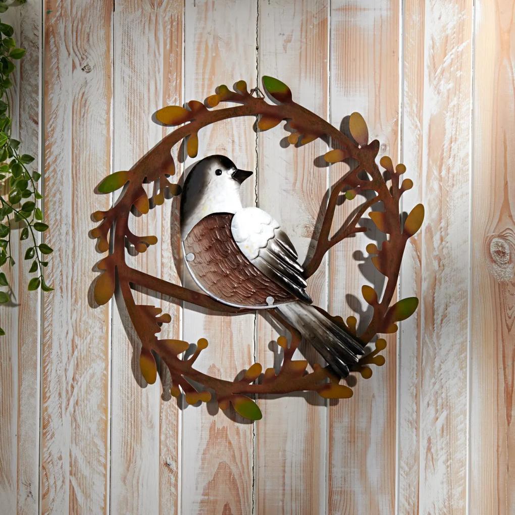Kovová dekorácia "Vtáčik" Priemer 41 cm