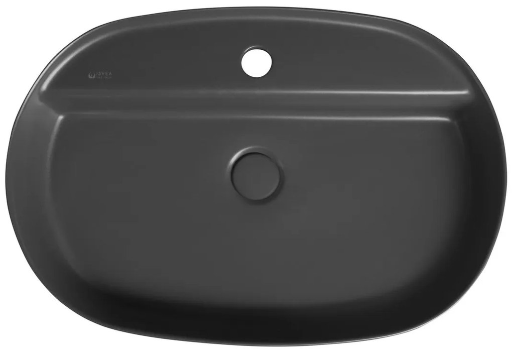 Sapho INFINITY OVAL, keramické umývadlo na dosku 60x40cm, antracitová, 10NF65060-2C