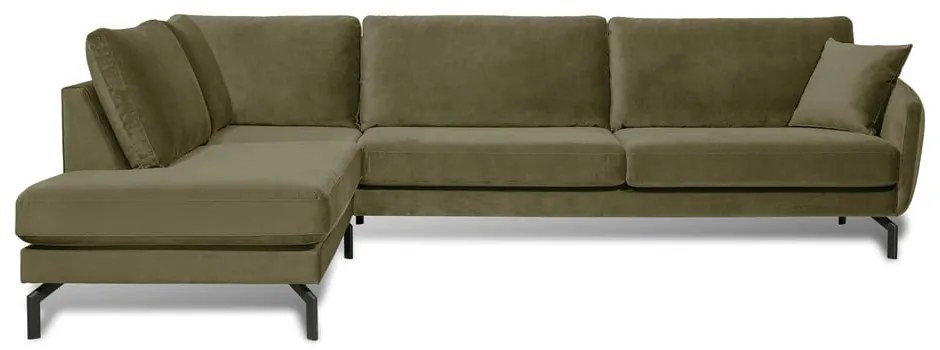 Zelená zamatová rohová pohovka (ľavý roh) Magic - Scandic