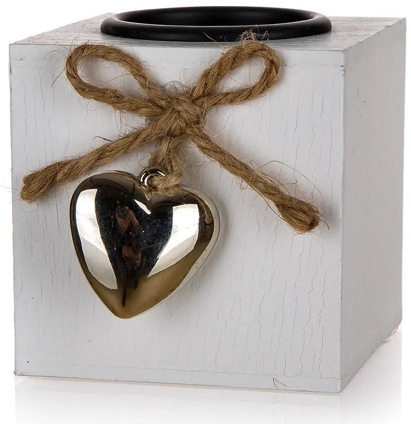 Kovová Sviečka Heart Biela 63917631