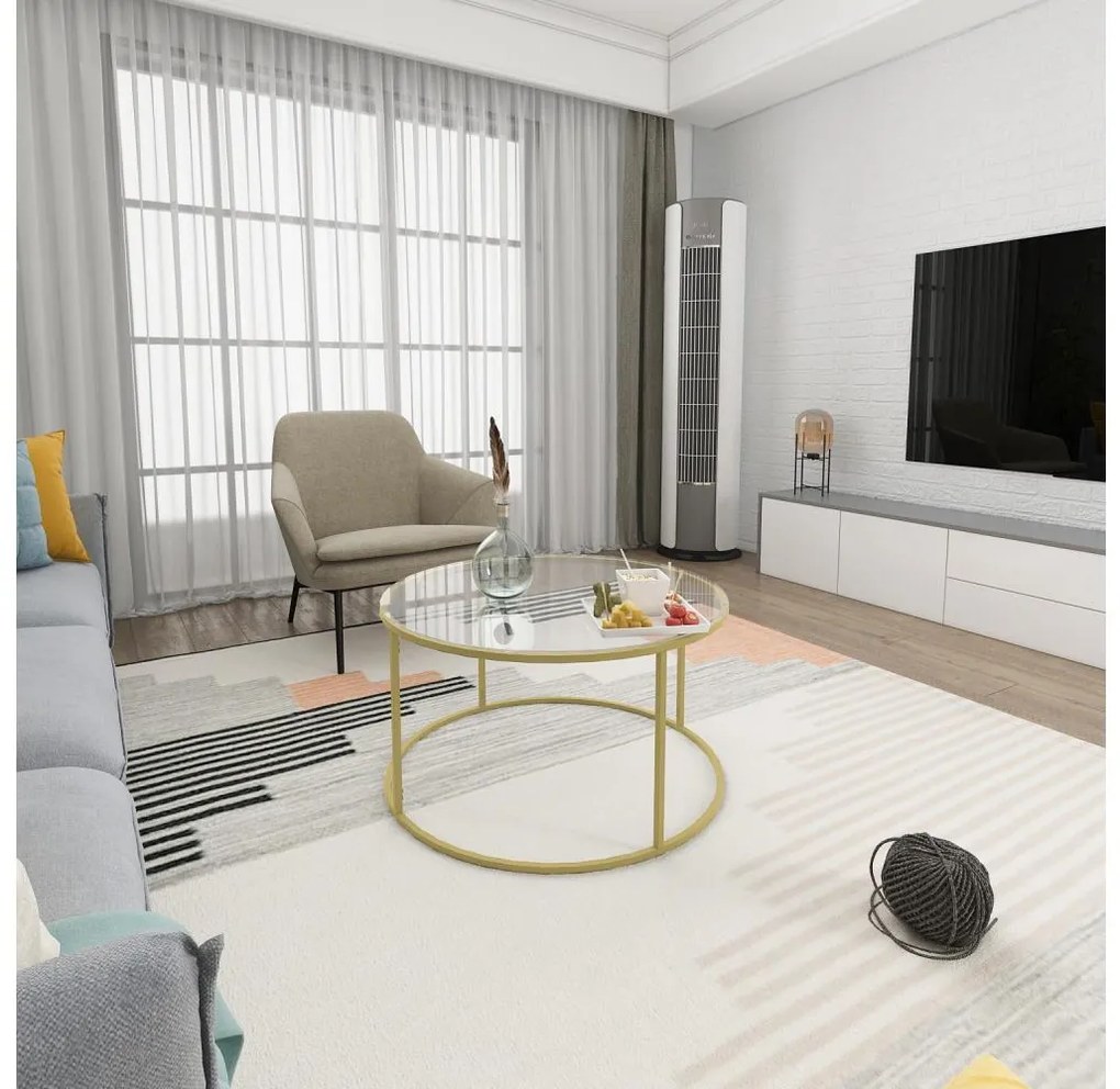 Konferenčný stolík BERLIN 80x45 cm zlatá/číra